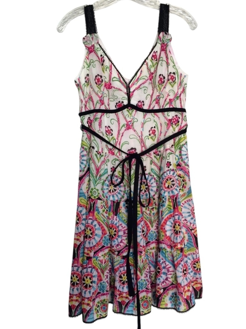 Vintage y2k Nanette Lepore Babydoll Floral Dress, Fit & Flare Silk Cotton, 4 - Picture 2 of 8
